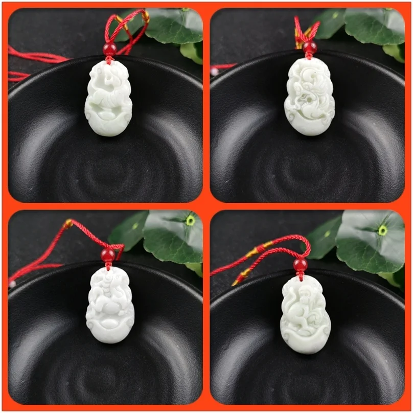 Women'S Fashion Jewellery - Zodíaco chinês esculpido jade pingente colar