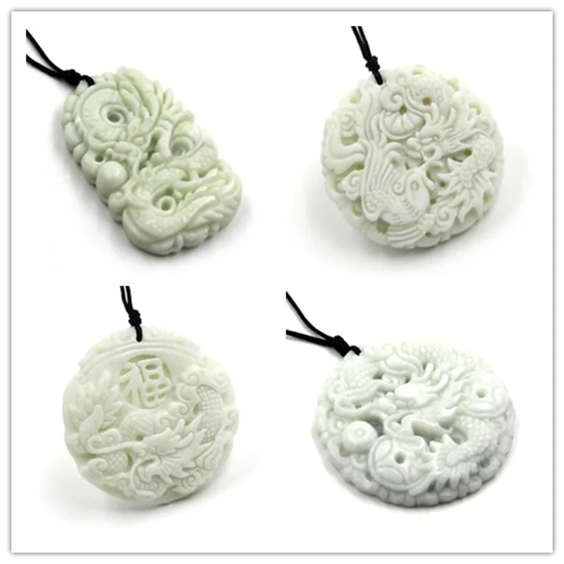 Women'S Fashion Jewellery - Dragão Jade branco natural e pingente