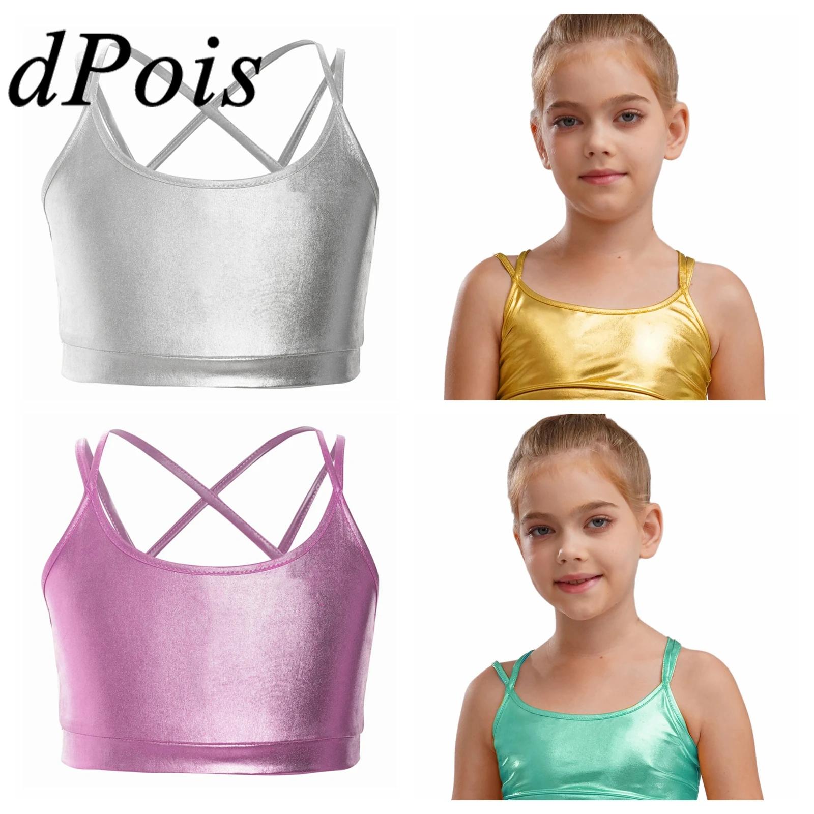 Lace Trim Cami - Crianças topo para meninas brilhante streetwear
