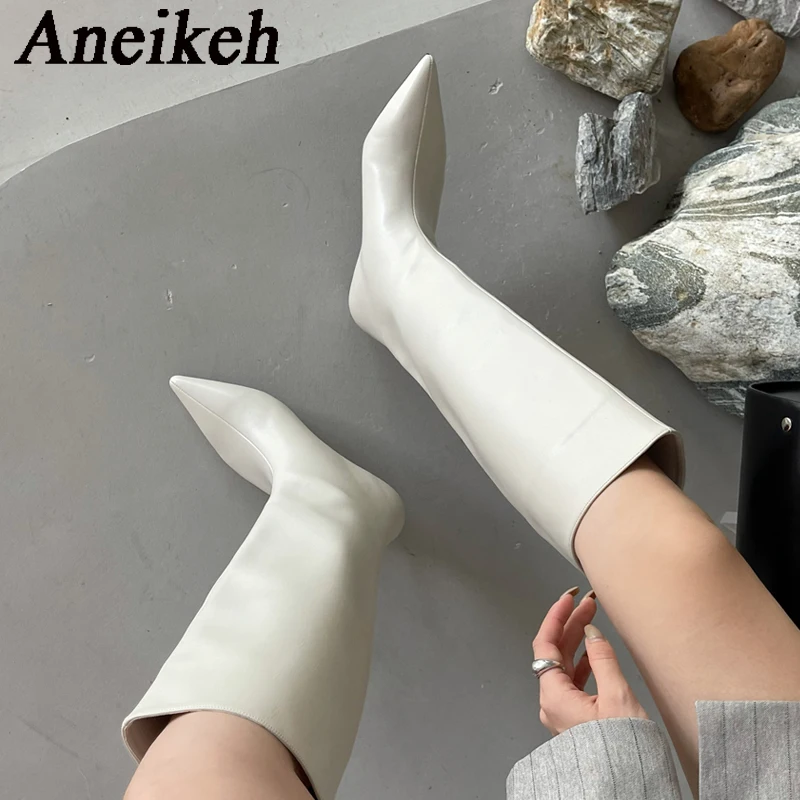 Women'S Fashion Knee High Boots - Aneikeh 2026 moda sexy apontou salto