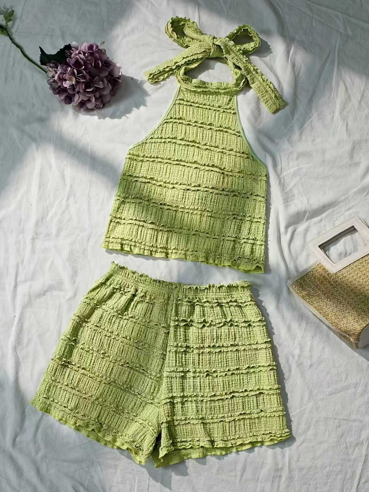 Lace Trim Cami - Conjunto de Top Cami e Calças