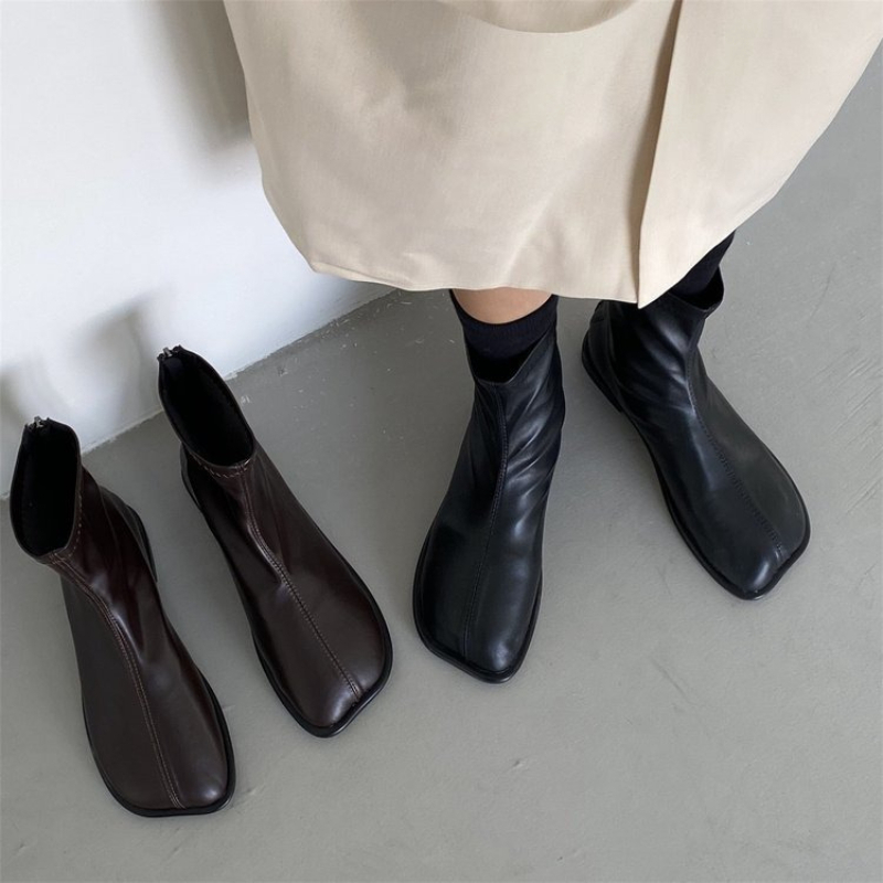 Women'S Fashion Korea - Botas Femininas de Couro Genuíno com