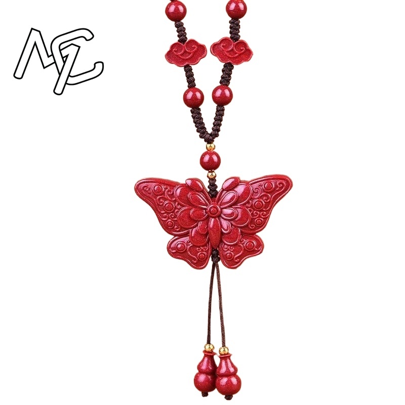 Women'S Fashion Jewellery - Moda vermelho cinábrio jade borboleta pingente