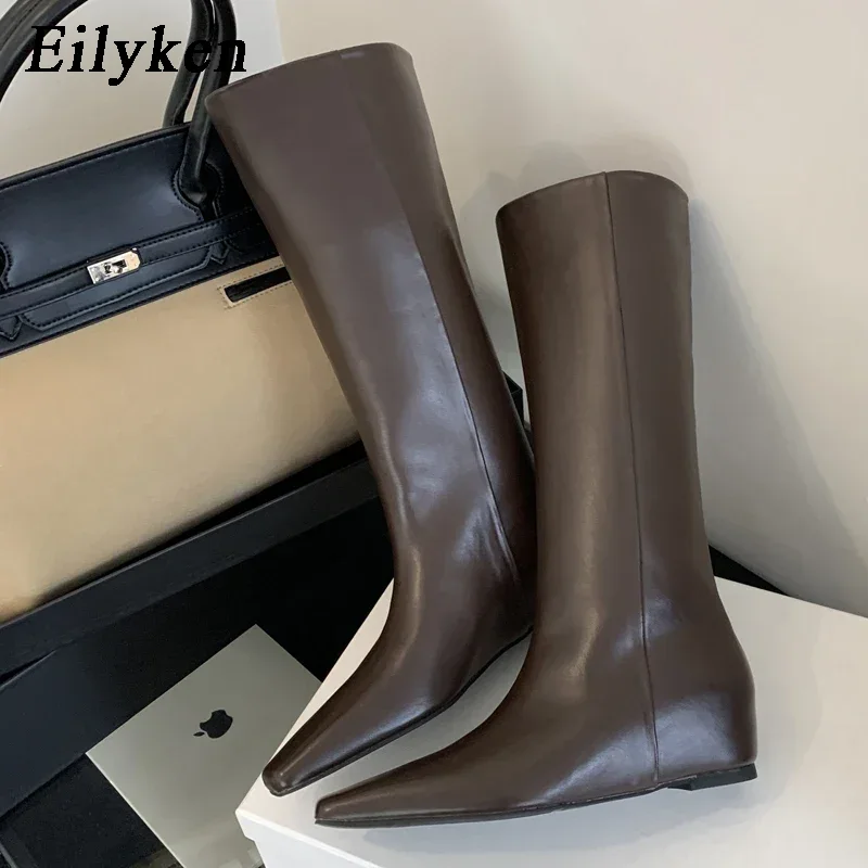 Women'S Fashion Knee High Boots - Eilyken couro macio apontou toe mulheres