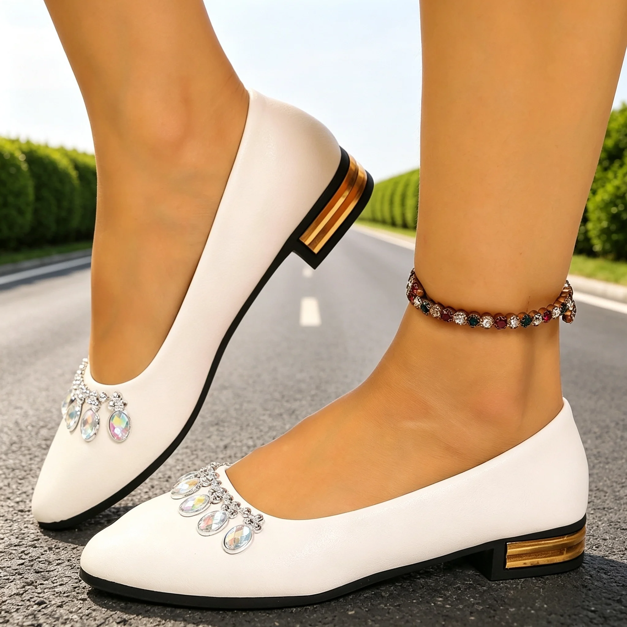 Women'S Fashion Shoes - Sapatilhas Femininas de Bico Fino, Tamanhos