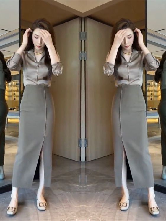 Conjunto Elegante de Saia Midi - Women Fashion Over The Years avaliação e preço
