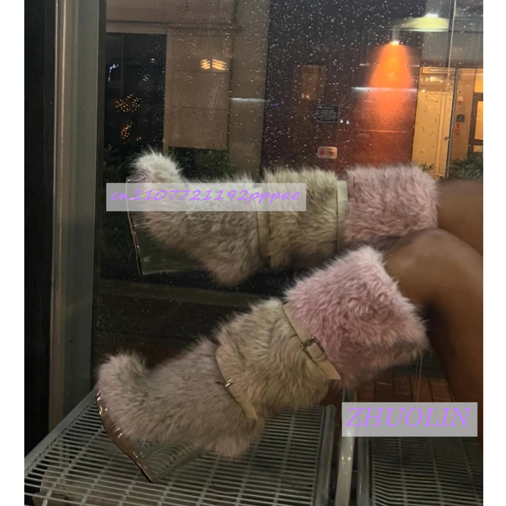 Inverno gradiente peludo trans - Women'S Fashion Knee High Boots avaliação e preço