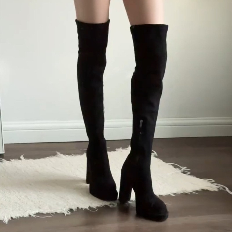 Botas Femininas de Salto Alto  - Women'S Fashion Knee High Boots avaliação e preço