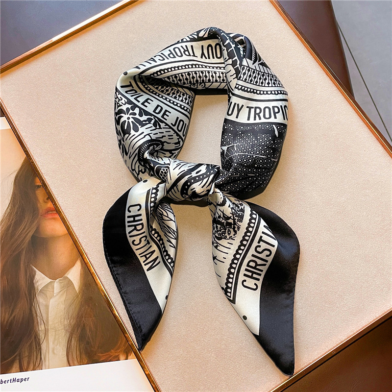 Lenço de cetim de seda com est - Women Fashion Necktie avaliação e preço