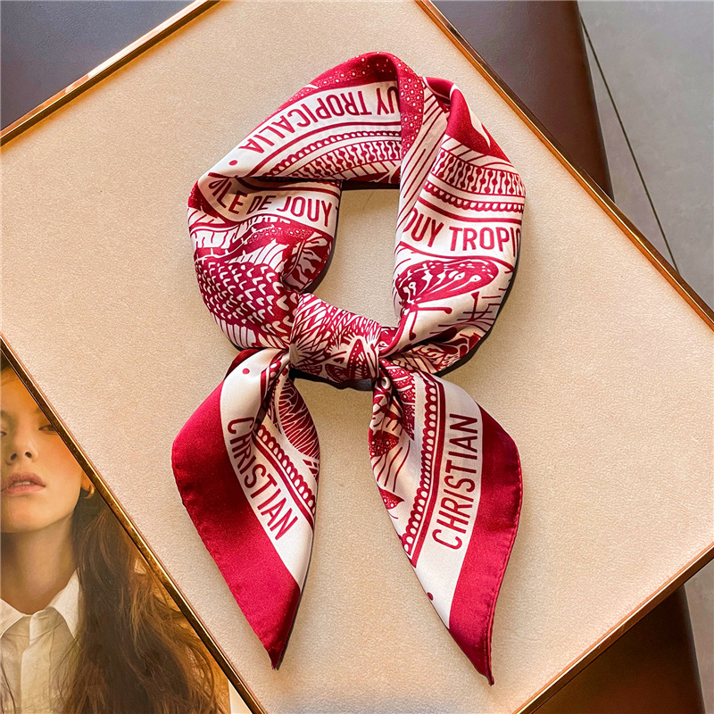 Lenço de cetim de seda com est - Women Fashion Necktie avaliação e preço