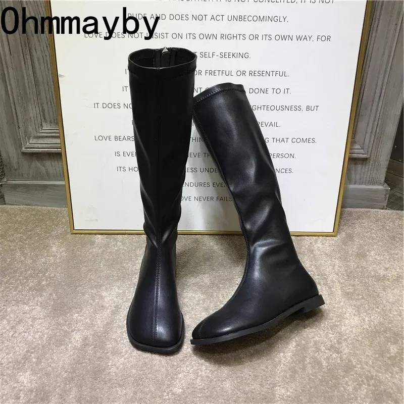Estilo de rua estiramento femi - Women'S Fashion Knee High Boots avaliação e preço