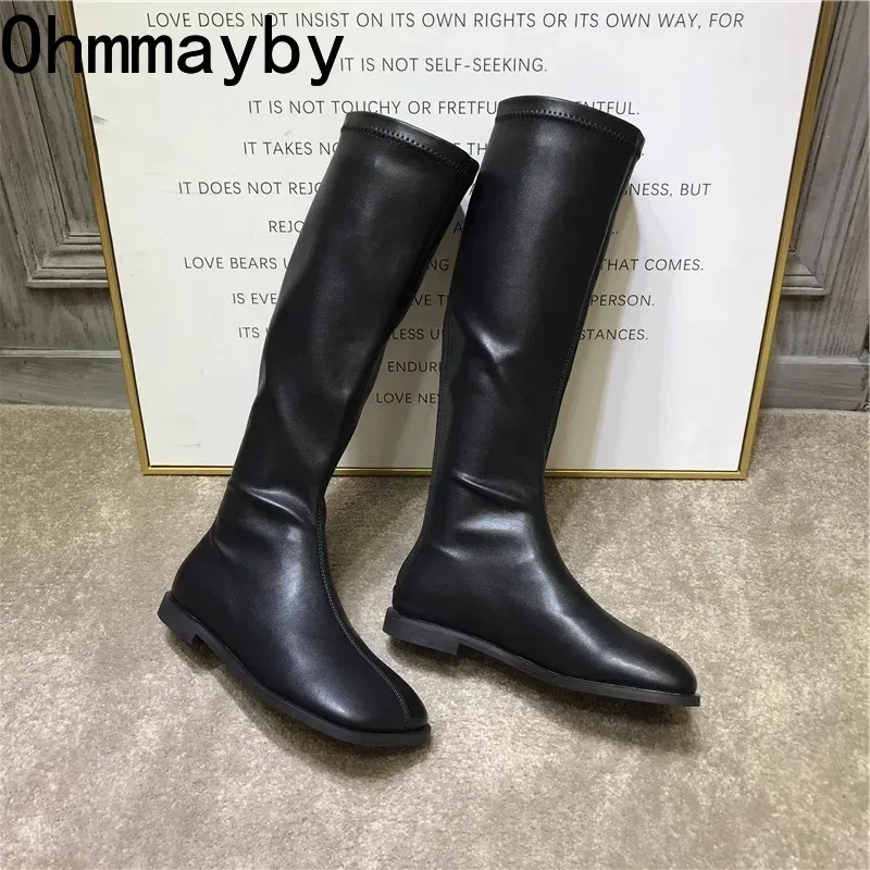 Estilo de rua estiramento femi - Women'S Fashion Knee High Boots avaliação e preço