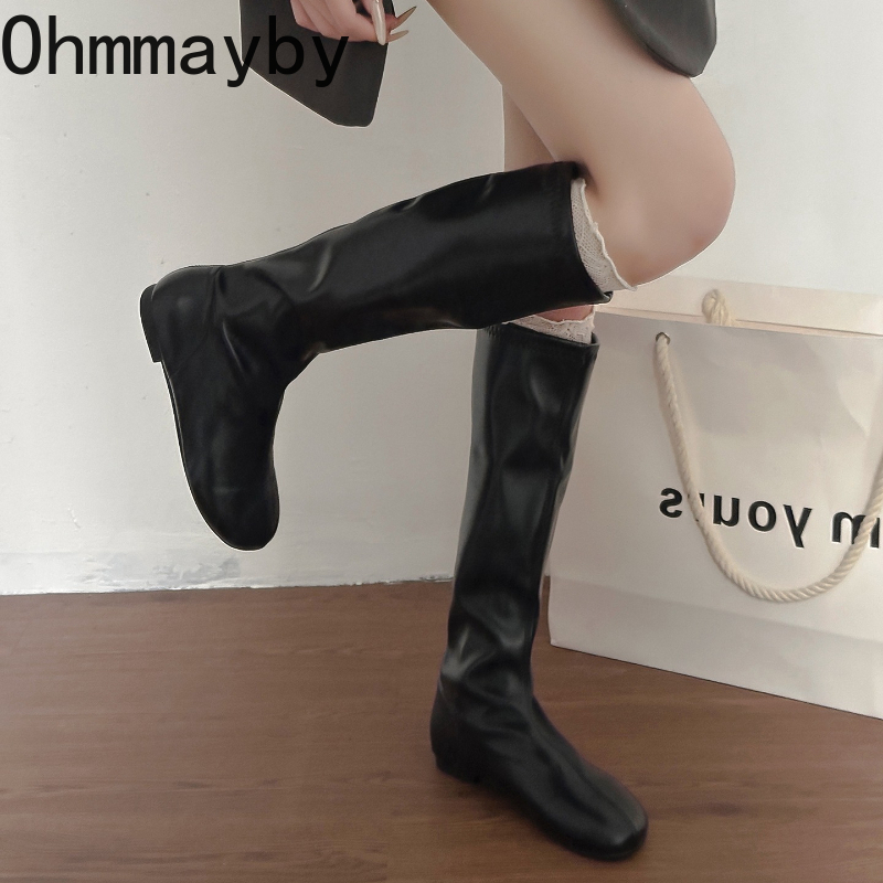 Estilo de rua estiramento femi - Women'S Fashion Knee High Boots avaliação e preço