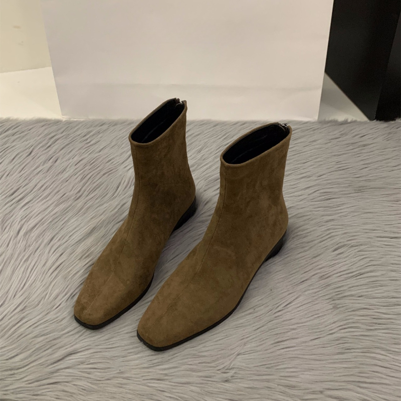 Bota nude com zíper traseiro c - Women'S Fashion Korea avaliação e preço