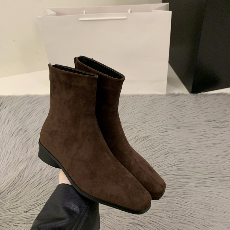 Bota nude com zíper traseiro c - Women'S Fashion Korea avaliação e preço